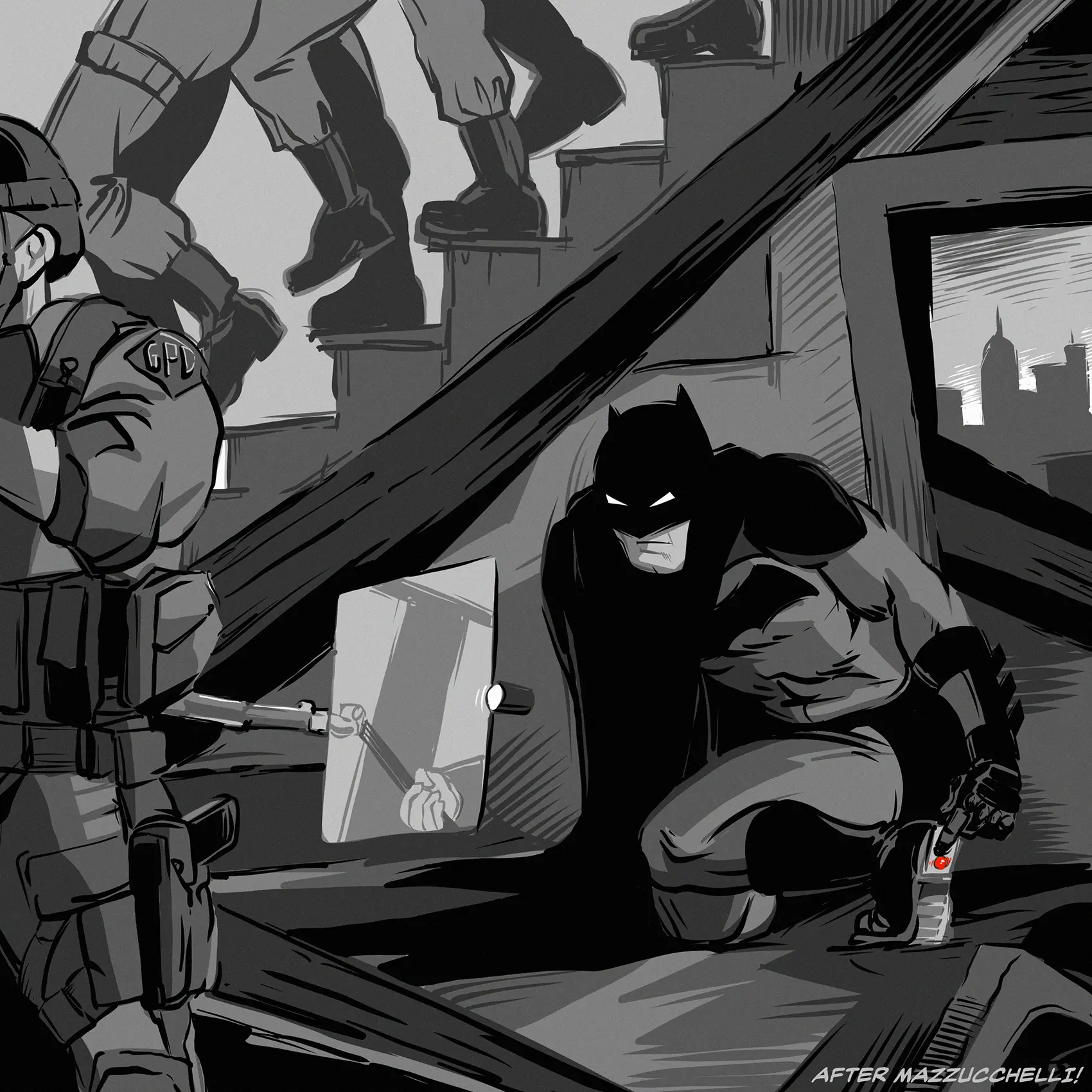 Batman tries to demilitarize the police.
