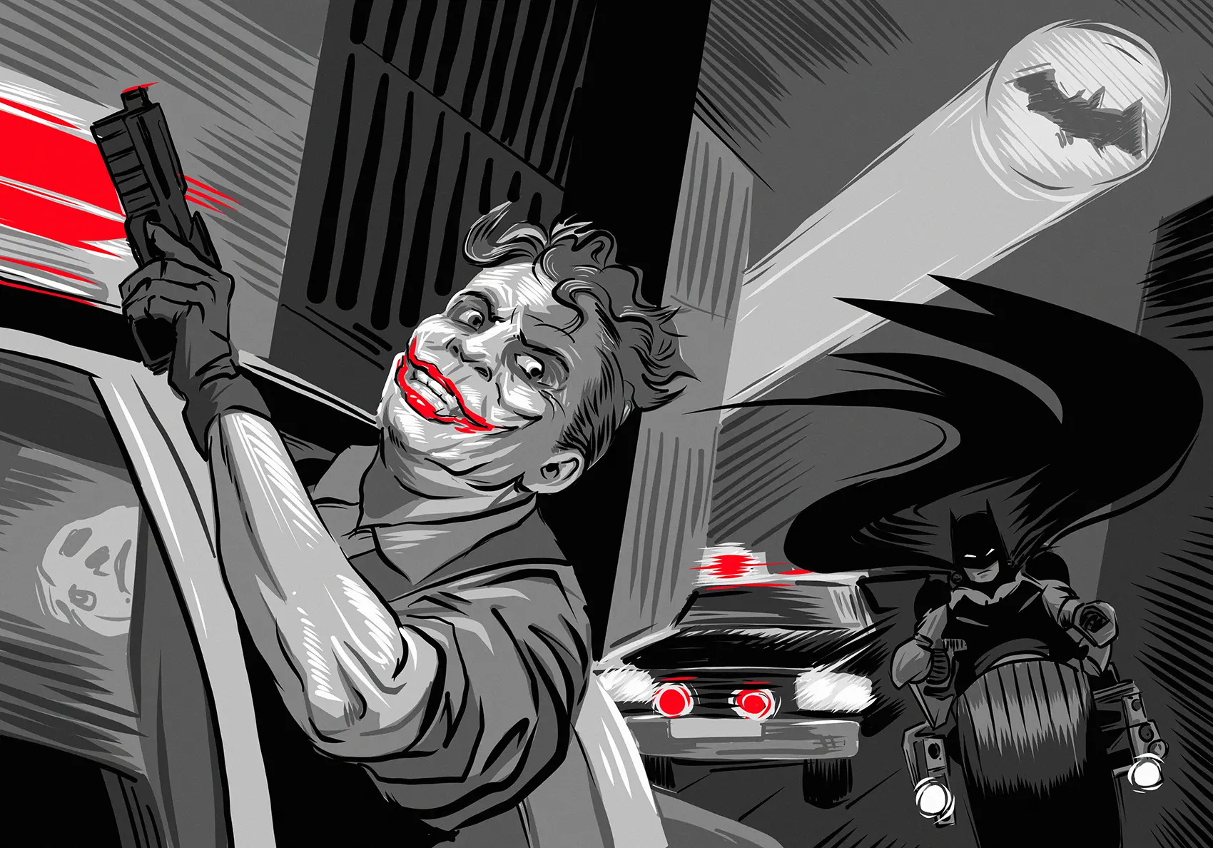 Joker fights the law…and Batman